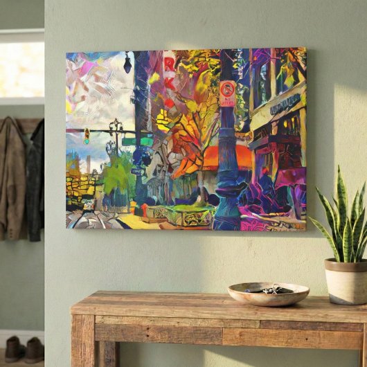 デトロイトの抽象芸術都市スペクトル キャンバスプリント