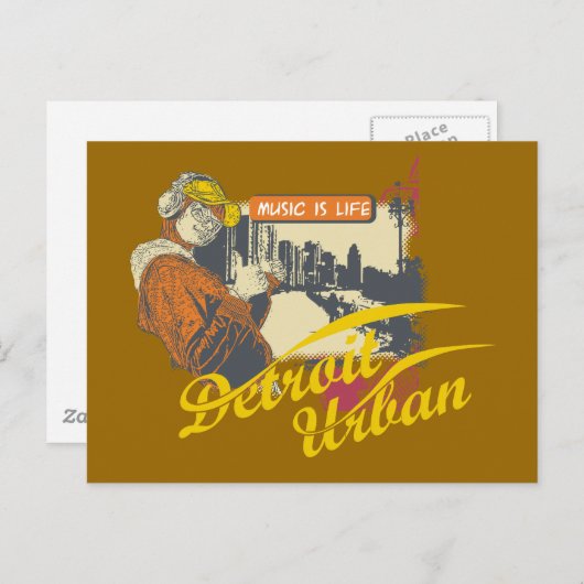 デトロイトの都市Tシャツとギフト ポストカード (正面/裏面)