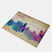 デトロイトのMI |の水彩画都市スカイライン ドアマット (アングル)