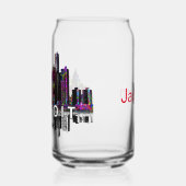 デトロイトをモノグラムで落書きする ガラス缶 (左)