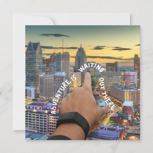 デトロイトを発見：冒険が待つ挨拶 カード (正面)