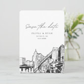 デトロイトウェディングデイトダウンタウン結婚の 招待状 (スタンド正面)