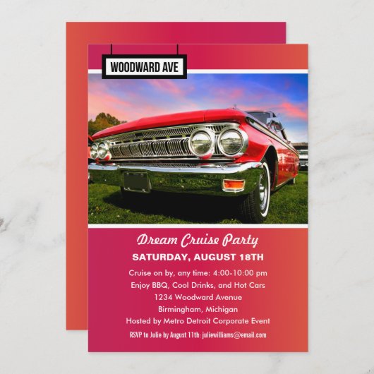 デトロイトウッドワードドリームパーティの招待状 招待状 (正面/裏面)