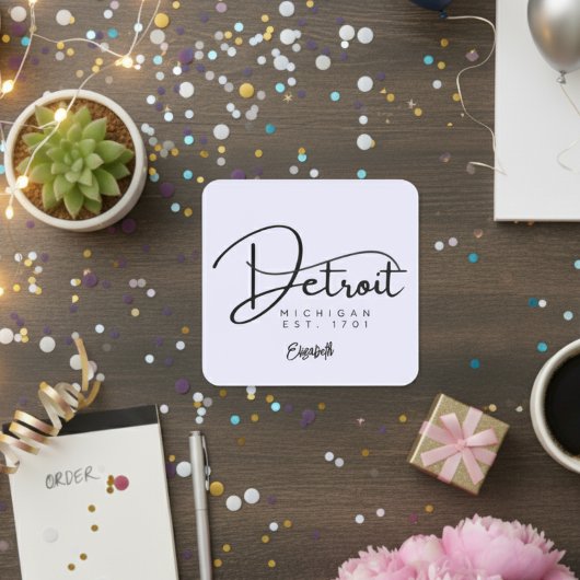 デトロイトカスタムラベンダーステッカー スクエアシール