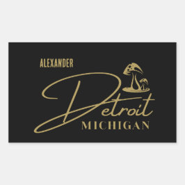 デトロイトゴールデンマッシュルームカスタマイズ可能ステッカー 長方形シール