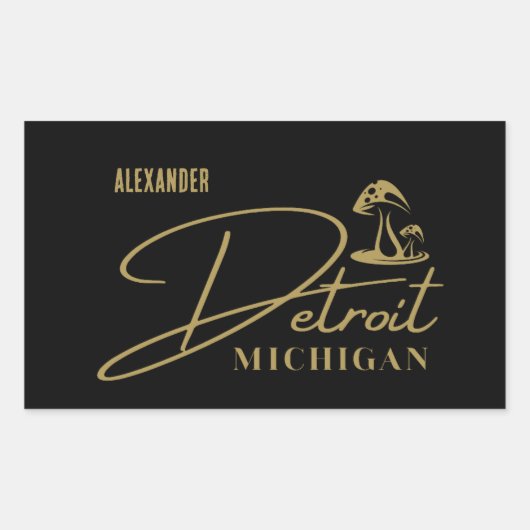 デトロイトゴールデンマッシュルームカスタマイズ可能ステッカー 長方形シール (正面)