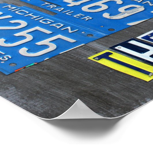 デトロイトザモーターシティスカイラインライセンスプレートアート ポスター (角)