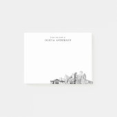 デトロイトスカイラインのデスクからパーソナライズされた ポストイット (正面)