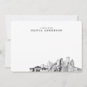 デトロイトスカイラインスケッチパーソナライズされたノートカード ノートカード (正面)