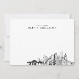 デトロイトスカイラインスケッチパーソナライズされたノートカード ノートカード