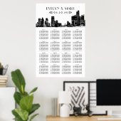 デトロイトスカイラインブラック結婚アールデコの座席 ポスター (ホームオフィス)