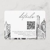 デトロイトスカイライン結婚スモールの詳細QRコードRSVP エンクロージャーカード (正面)