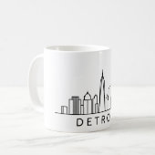 デトロイトスカイライン – シティスケープデザイン コーヒーマグカップ (正面左)