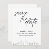 デトロイトスカイライン ミニマリスト Save The Date 招待状 (正面/裏面)