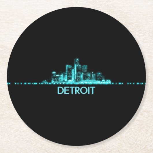 デトロイトスカイライン ラウンドペーパーコースター (正面)