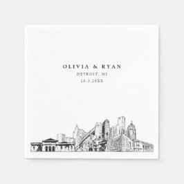 デトロイトスカイラ結婚インの紙カクテルナプキン スタンダードカクテルナプキン