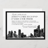 デトロイトスカイラ結婚インアールデコ 招待状 (正面/裏面)