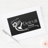 デトロイトハイビスカスカスタマイズ可能ステッカー 長方形シール (封筒)