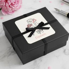 デトロイトピンクの花カスタム咲きスクエアステッカー スクエアシール