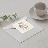 デトロイトピンクの花カスタム咲きスクエアステッカー スクエアシール