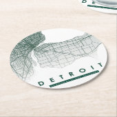 デトロイトマップ ラウンドペーパーコースター (アングル)