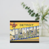 デトロイトミシガンからの挨拶_ヴィンテージ旅行 ポストカード (スタンド正面)