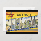 デトロイトミシガンからの挨拶_ヴィンテージ旅行 ポストカード (正面/裏面)