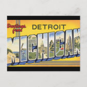 デトロイトミシガンからの挨拶_ヴィンテージ旅行 ポストカード (正面)