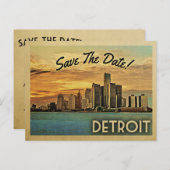 デトロイトミシガンの日付を保存 案内ポストカード (正面/裏面)
