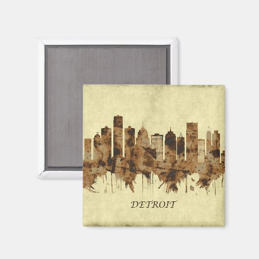 デトロイトミシガンの街並み マグネット (正面/裏面)