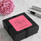 デトロイトミシガンエスト1701 "あなたの名前"ピンク スクエアシール