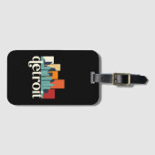 デトロイトミシガンシティスカイラインレトロシティスケープアート ラゲッジタグ (正面横)