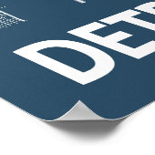 デトロイトミシガンシティマップラインアートブループリント ポスター (角)