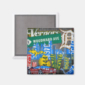 デトロイトミシガンライセンスプレートアートコラージュ マグネット (正面/裏面)