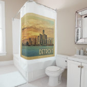 デトロイトミシガンヴィンテージトラベル シャワーカーテン (インサイチュ)