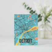 デトロイトミシガン州アメリカ合衆国ティール(緑がかった色)はがき ポストカード (スタンド正面)