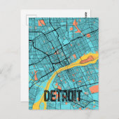 デトロイトミシガン州アメリカ合衆国ティール(緑がかった色)はがき ポストカード (正面/裏面)