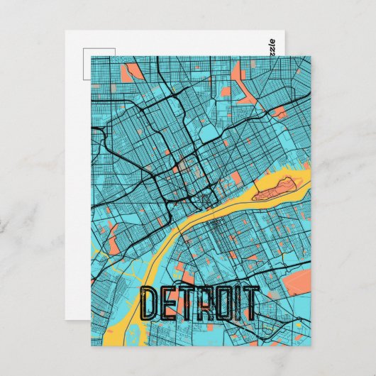デトロイトミシガン州アメリカ合衆国ティール（緑がかった色）はがき ポストカード (正面/裏面)
