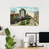 デトロイトミシガン州キャディラックスクエア1915ヴィンテージ ポスター (ホームオフィス)