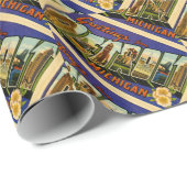 デトロイトミシガン州ヴィンテージの郵便はがきからの挨拶 ラッピングペーパー (ロールコーナー)