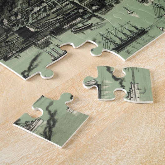 デトロイトミシガン州(1889年)のヴィンテージの絵解き地図 ジグソーパズル (側面)