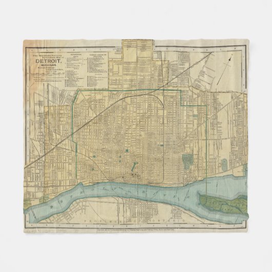 デトロイトミシガン州(1895年)のヴィンテージの地図 フリースブランケット (正面(横))