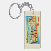 デトロイトミシガン州MI古いヴィンテージ旅行記念品 キーホルダー (正面左)