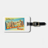 デトロイトミシガン州MI古いヴィンテージ旅行記念品 ラゲッジタグ (正面横)