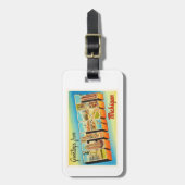 デトロイトミシガン州MI古いヴィンテージ旅行記念品 ラゲッジタグ (正面縦)