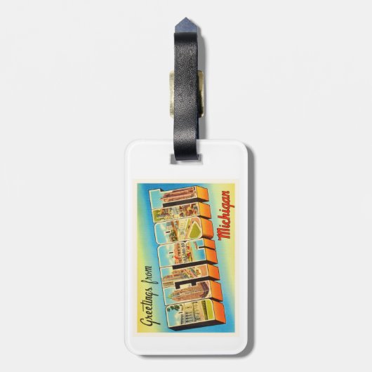 デトロイトミシガン州MI古いヴィンテージ旅行記念品 ラゲッジタグ (裏面縦)