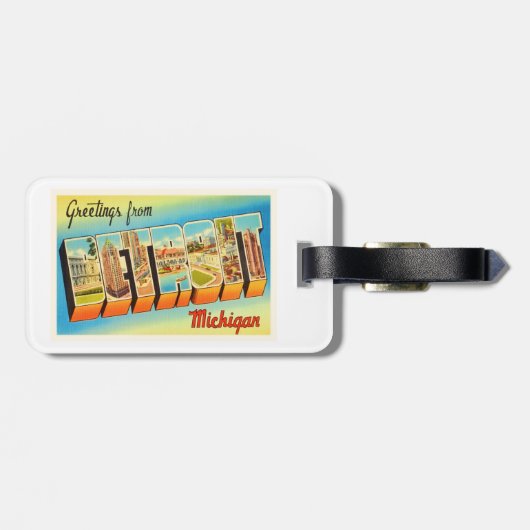 デトロイトミシガン州MI古いヴィンテージ旅行記念品 ラゲッジタグ (裏面横)