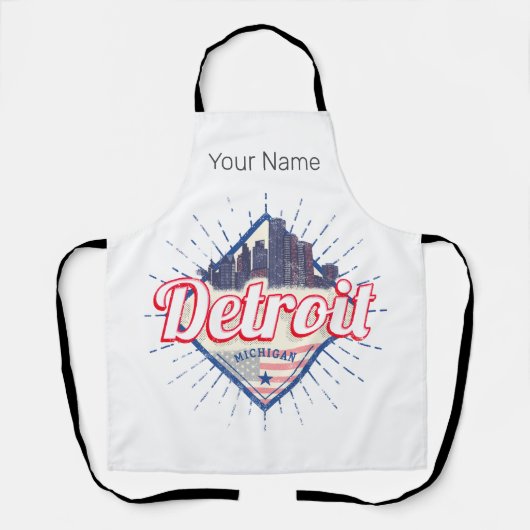 デトロイトミシガン統一された州ズスカイラインヴィンテージUSA エプロン (正面)