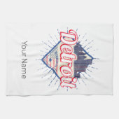 デトロイトミシガン統一された州ズスカイラインヴィンテージUSA キッチンタオル (横)