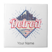 デトロイトミシガン統一された州ズスカイラインヴィンテージUSA タイル (正面)